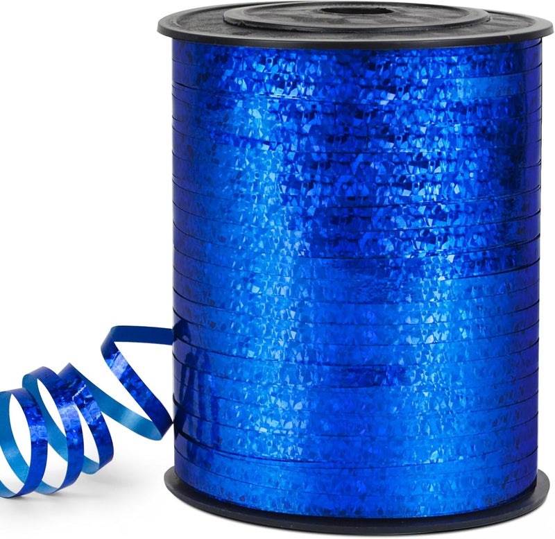 VISPAD Blue Curling Ribbon - 500 Yard Shiny Metallic Curly, Thin Gift Ribbon for Wrapping, Balloons, Florist Flowers - Image 1